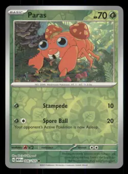 Paras SV: Scarlet & Violet 151 #046/165 Common Reverse Holo Pokemon NM - Image 1