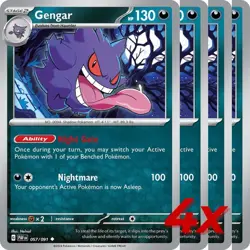 4x Pokemon TCG Gengar 057/091 Paldean Fates Regular Playset - Image 1