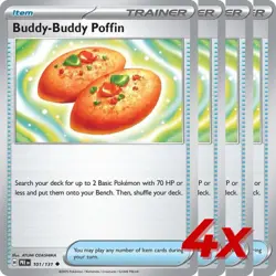 4x Buddy-Buddy Poffin 101/131 Prismatic Evolutions Pokemon TCG Playset - Image 1