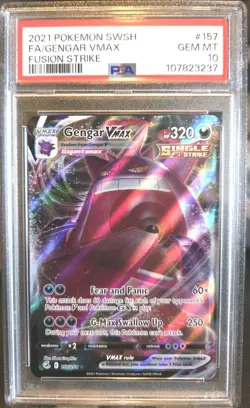 PSA 10 Pokemon Gengar VMAX 157/264 Fusion Strike Ultra Rare Holo - Image 1