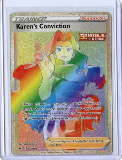 Pokemon TCG Chilling Reign : Karen's Conviction 216/198 Rainbow Rare Holo 2021 - Image 1
