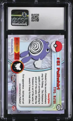 CGC 9 MINT Poliwhirl Topps 2000 Chrome Series 1 61 Chrome Pokemon Card - Image 2