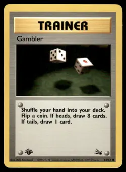 Pokemon Cards Gambler 60/62 1st Edition Fossil WOTC Common NM - Image 1