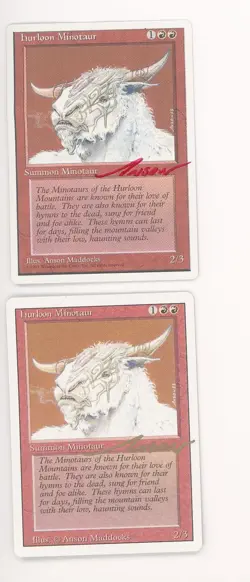 MTG Magic the Gathering Revised HURLOON MINOTAUR X2 💎 Signed Anson Maddocks - Image 1