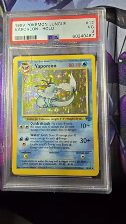 1999 Pokemon Jungle Vaporeon - Holo PSA 3 - Image 1