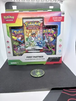 Pokemon First Partner Illustration Series 1 Box 2022 Promo Booster Sticker - Image 1
