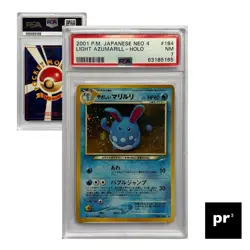 Pokemon Light Azumarill HOLO #184 JPN PSA NM 7 2001 Japanese Neo 4 P’kt Monsters - Image 1
