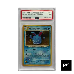 Pokemon Light Azumarill HOLO #184 JPN PSA NM 7 2001 Japanese Neo 4 P’kt Monsters - Image 2