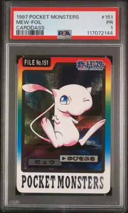 1997 POCKET MONSTERS CARDDASS #151 MEW-FOIL PSA 1 - Image 1