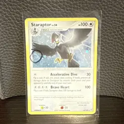 Pokemon TCG 1x Swirl 🌀 Staraptor 16/130 Holo Rare Diamond & Pearl Base HP - Image 1