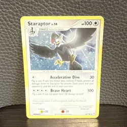 Pokemon TCG 1x Swirl 🌀 Staraptor 16/130 Holo Rare Diamond & Pearl Base HP - Image 2
