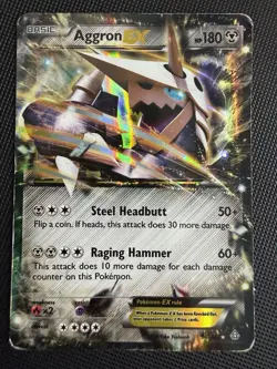 Pokemon Aggron-EX 93/160 XY Primal Clash Full Art Holo Damaged - As Is - Image 1