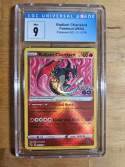 Pokemon TCG Radiant Charizard Pokemon GO 011/078 Holo Radiant Rare graded cgc 9 - Image 1