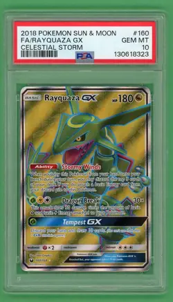 Rayquaza GX Pokemon Celestial Storm Full Art 160/168 PSA 10 - Image 1