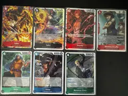 Bandai One Piece Card Game 7 Character Card Lot - Super Rare, Sabo, Shanks, Luf… - Image 1
