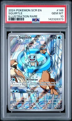 PSA 10 GEM MINTPokemon TCG Squirtle Stellar Crown Illustration Rare Card 148/142 - Image 3