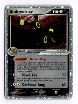 Umbreon ex 112/115 Holo Rare Unseen Forces MP Pokemon Card SWIRL - Image 1
