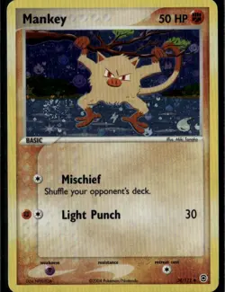 Mankey Uncommon FireRed & LeafGreen 38/112 Fighting Reverse Holo Pokemon Card - Image 1