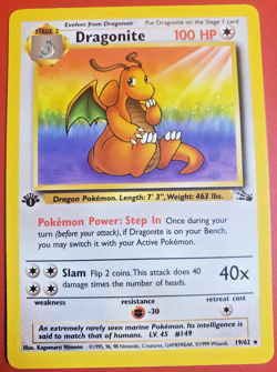 Dragonite 1st Edition Fossil 19/62 LP Non-Holo Rare Pokemon Card 1999 - Image 1