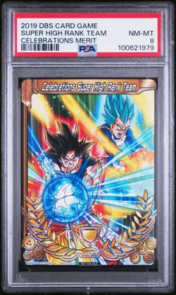 Celebrations Super High Rank Team TOP 16 Goku Vegeta Dragon Ball Card PSA 8 - Image 1
