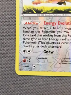 2014 Pokemon Eevee 80/111 Reverse Holo XY Furious Fists TCG Card LP+ - Image 5