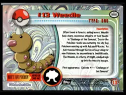 #18 Weedle Pokemon 1999 Topps TV - Image 2
