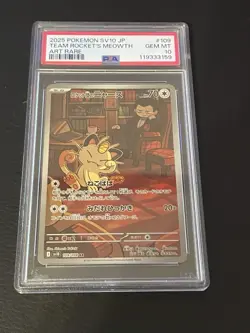 Pokemon TCG 2025 Pokemon SV 10 Japanese Rocket’s Meowth PSA 10 Gem Mint - Image 1