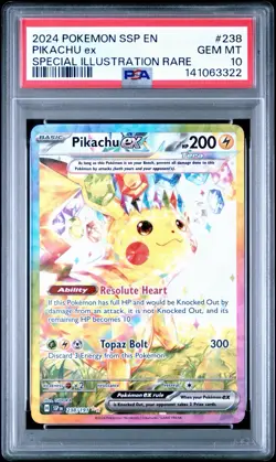 2024 POKEMON SSP EN-SURGING SPARKS SPECIAL ILLUSTRATION RARE PIKACHU EX PSA 10 - Image 1
