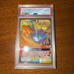 Pokemon TCG Hidden Fates Ultra Rare Moltres, Zapdos, Articuno GX 44/68 PSA 8 - Image 1