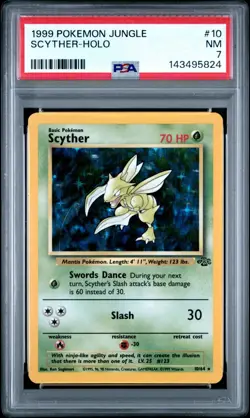 1999 POKEMON JUNGLE #10 SCYTHER-HOLO PSA 7 - Image 1