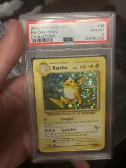 2016 Pokemon XY Evolutions Holo Raichu #36 - PSA 8 NM-MT - Vintage Style - Image 1