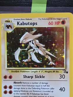Pokemon Kabutops Fossil 9/62 Holo 1999 English WOTC - Image 1