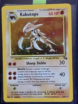 Pokemon Kabutops Fossil 9/62 Holo 1999 English WOTC - Image 2