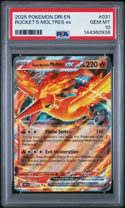 2025 Pokemon DRI EN-Destined Rivals 031 Team Rocket's Moltres EX PSA 10 Gem Mint - Image 1