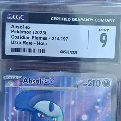 Pokemon Absol ex Ultra Rare Holo SV03 Obsidian Flames 214/197 CGC 9 2023 - Image 2