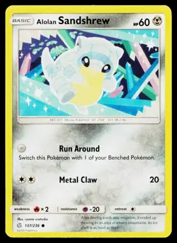 Alolan Sandshrew 137/236 Common Cosmic Eclipse Pokemon Near Mint - Image 1