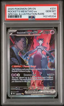 2025 POKEMON DRI EN-DESTINED RIVALS #231 TEAM ROCKET'S MEWTWO EX PSA 10 - Image 1