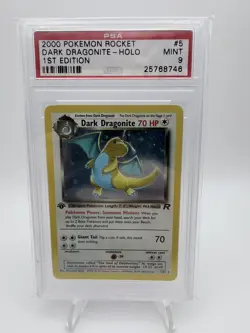 Pokemon Dark Dragonite Holo 1st Edition Team Rocket 5/82 PSA 9 MINT - Image 1