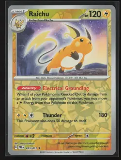 Raichu Rare SV: Scarlet & Violet 151 026/165 NM Pokemon Card Reverse Holo - Image 1