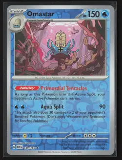 Omastar Rare SV: Scarlet & Violet 151 139/165 NM Pokemon Card Reverse Holo - Image 1