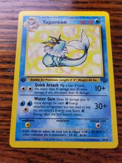 LP! 1st Edition Vaporeon Jungle Regular Pokemon Card - Image 1