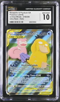 Pokemon Slowpoke & Psyduck GX 218/236 Ultra Rare Unified Minds - CGC 10 - Image 1