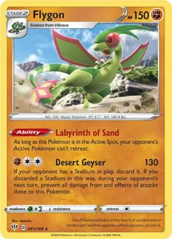 Flygon Rare SWSH03: Darkness Ablaze 091/189 NM English Pokemon Card - Image 1
