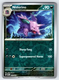 Nidorino 033/165 2023 S&V Pokemon 151 Set Pokemon Card TCG Reverse Holo - Nm - Image 1