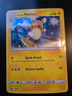 HOLO Jumbo Alolan Raichu Pokemon Card SM65 2017 - Image 1