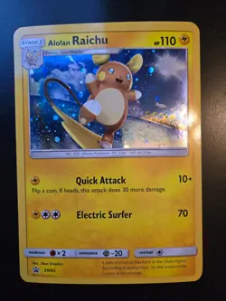 HOLO Jumbo Alolan Raichu Pokemon Card SM65 2017 - Image 2