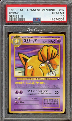 PSA 10 GEM MINT Pokemon Hypno Vending Series 3 Japanese #97 1998 - Image 1