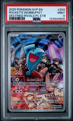 2025 Team Rocket's Wobbuffet Destined Rivals Pokemon Center ETB Stamped PSA 9 - Image 1