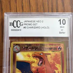 Charizard Neo 2 #006 Pokemon 2000 Japanese Reverse Holofoil Swirl Graded 10 - Image 3