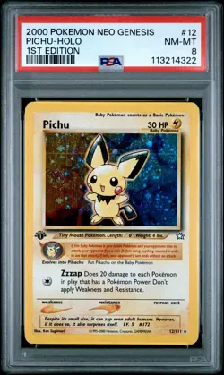Pichu 2000 Pokemon Neo Genesis 1st Edition 1st Edition PSA 8 #12 - Image 1